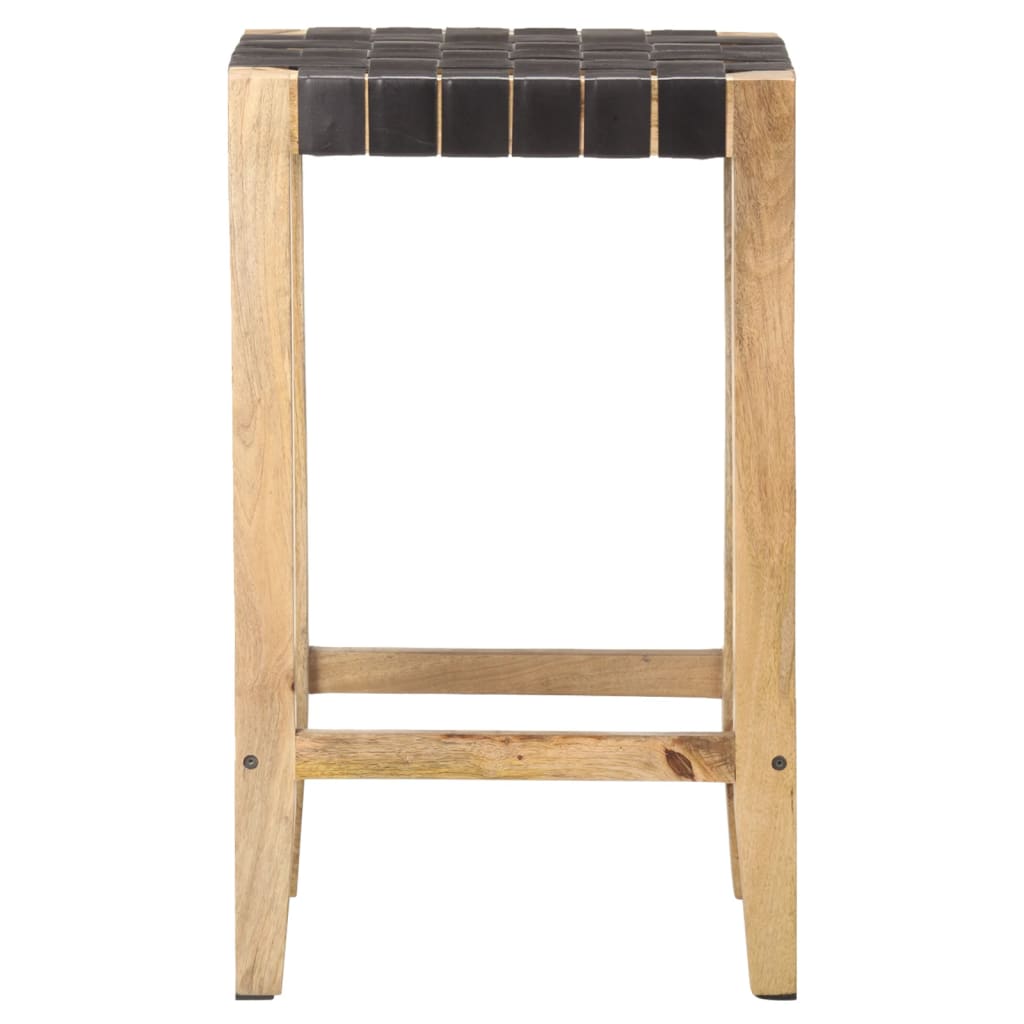 Tabourets de bar lot de 2 noir cuir véritable 75 cm - XIOS