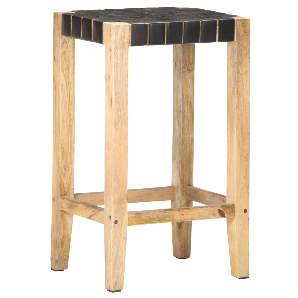 Tabourets de bar lot de 2 noir cuir véritable 75 cm - XIOS