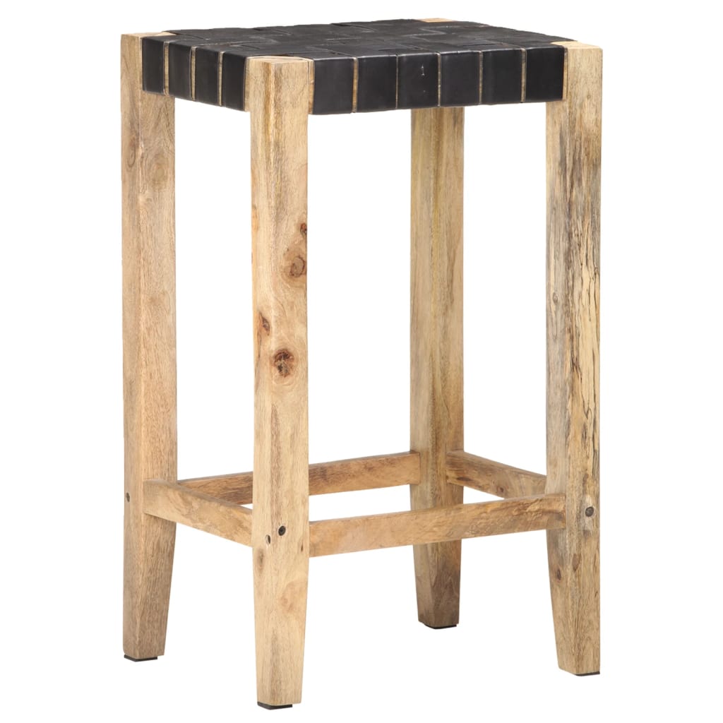Tabourets de bar lot de 2 noir cuir véritable 75 cm - XIOS