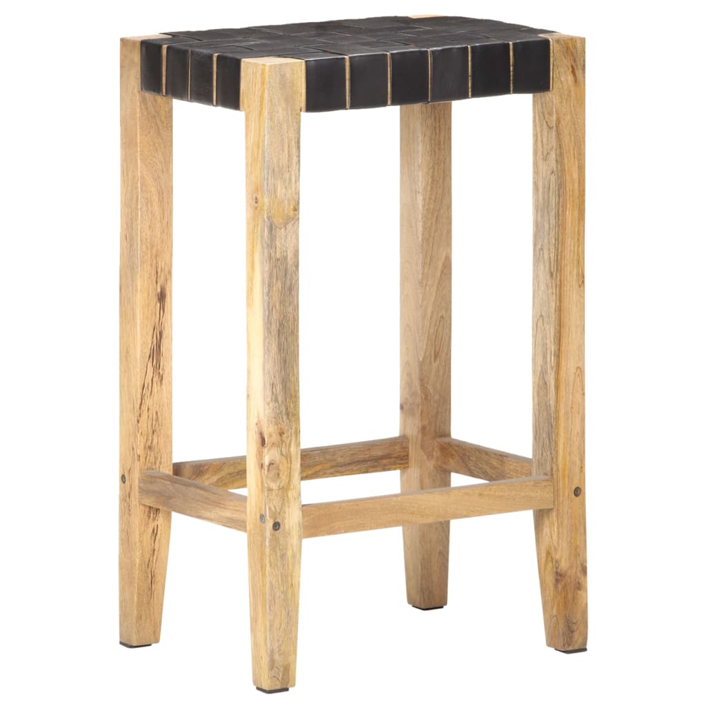 Tabourets de bar lot de 2 noir cuir véritable 75 cm - XIOS