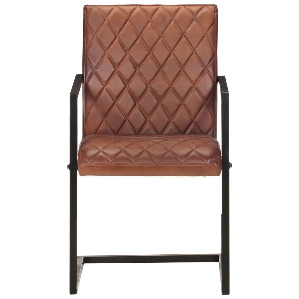 Chaises à manger cantilever lot de 2 marron cuir véritable - XIOS