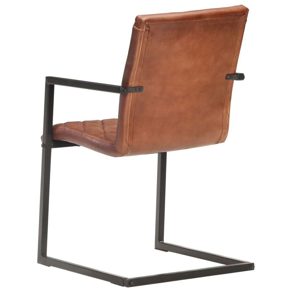 Chaises à manger cantilever lot de 2 marron cuir véritable - XIOS