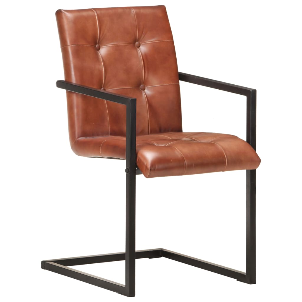 Chaises à manger cantilever lot de 2 marron cuir véritable - XIOS