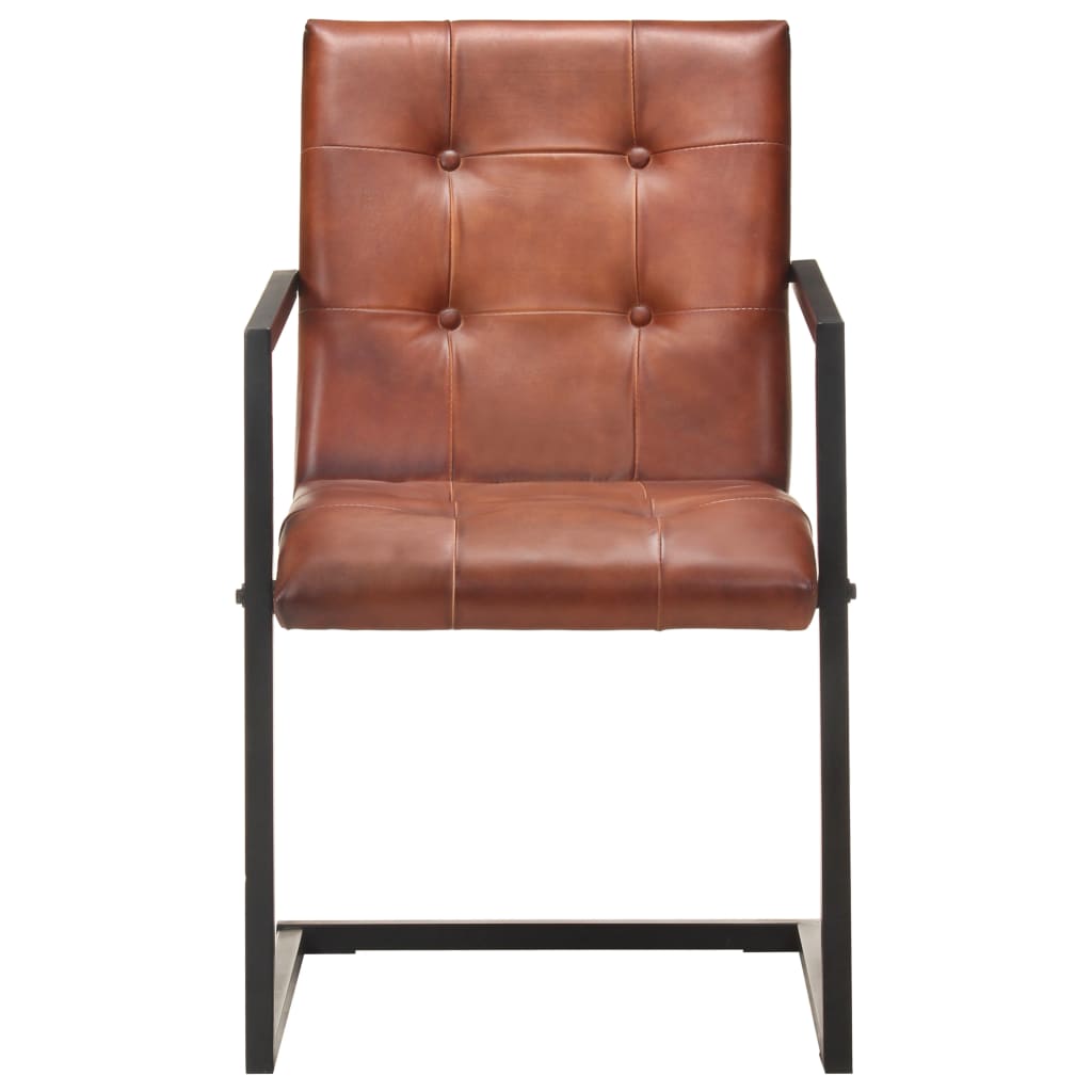 Chaises à manger cantilever lot de 2 marron cuir véritable - XIOS