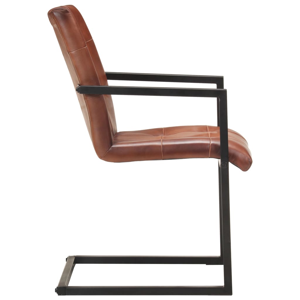 Chaises à manger cantilever lot de 2 marron cuir véritable - XIOS