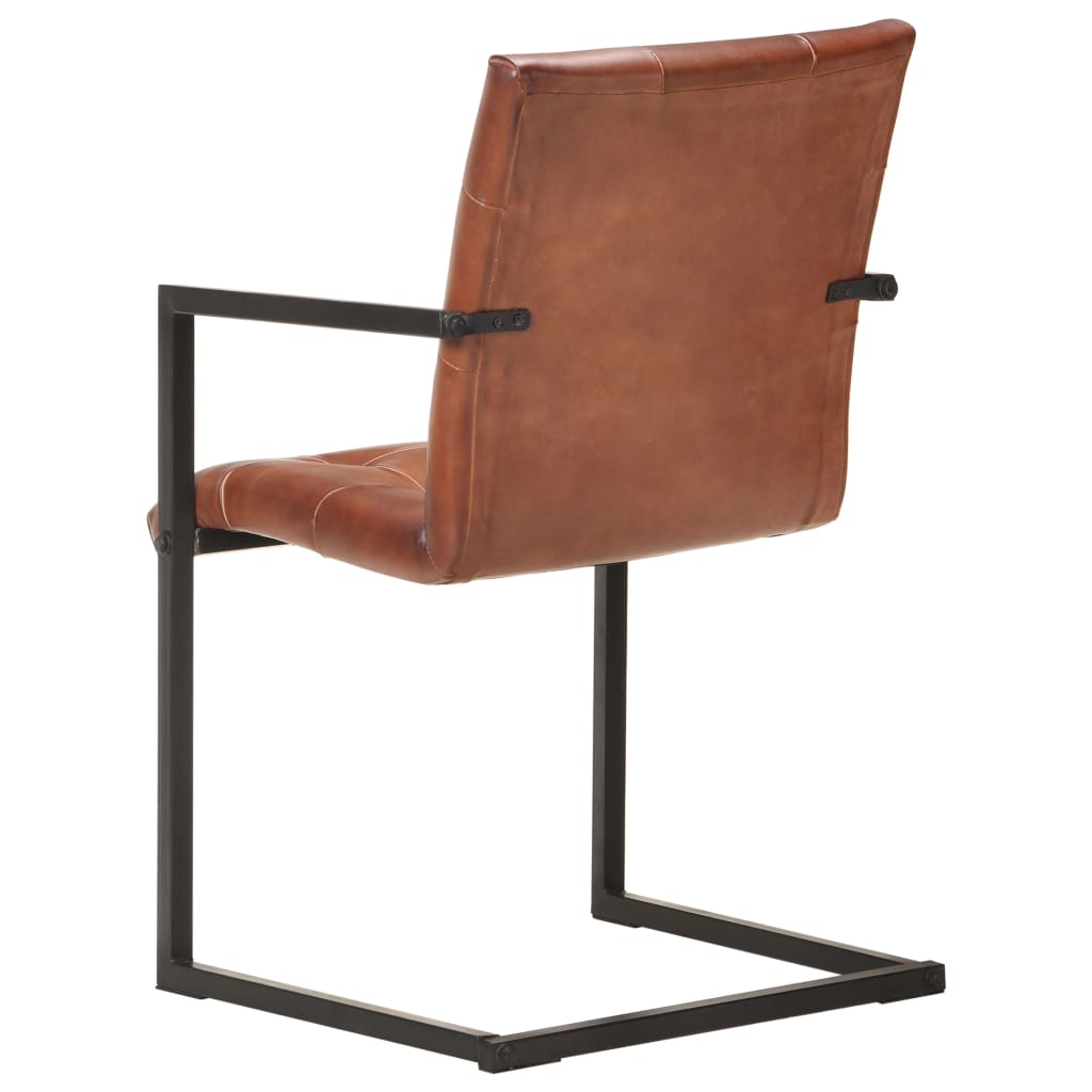Chaises à manger cantilever lot de 2 marron cuir véritable - XIOS