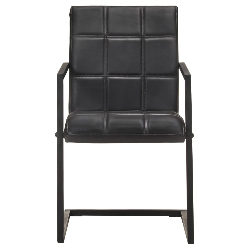 Chaises à manger cantilever lot de 2 noir cuir véritable - XIOS