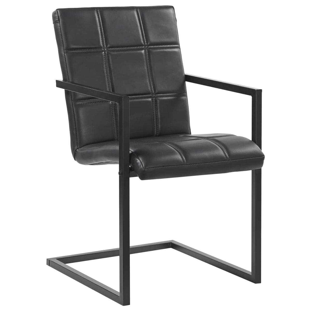 Chaises à manger cantilever lot de 2 noir cuir véritable