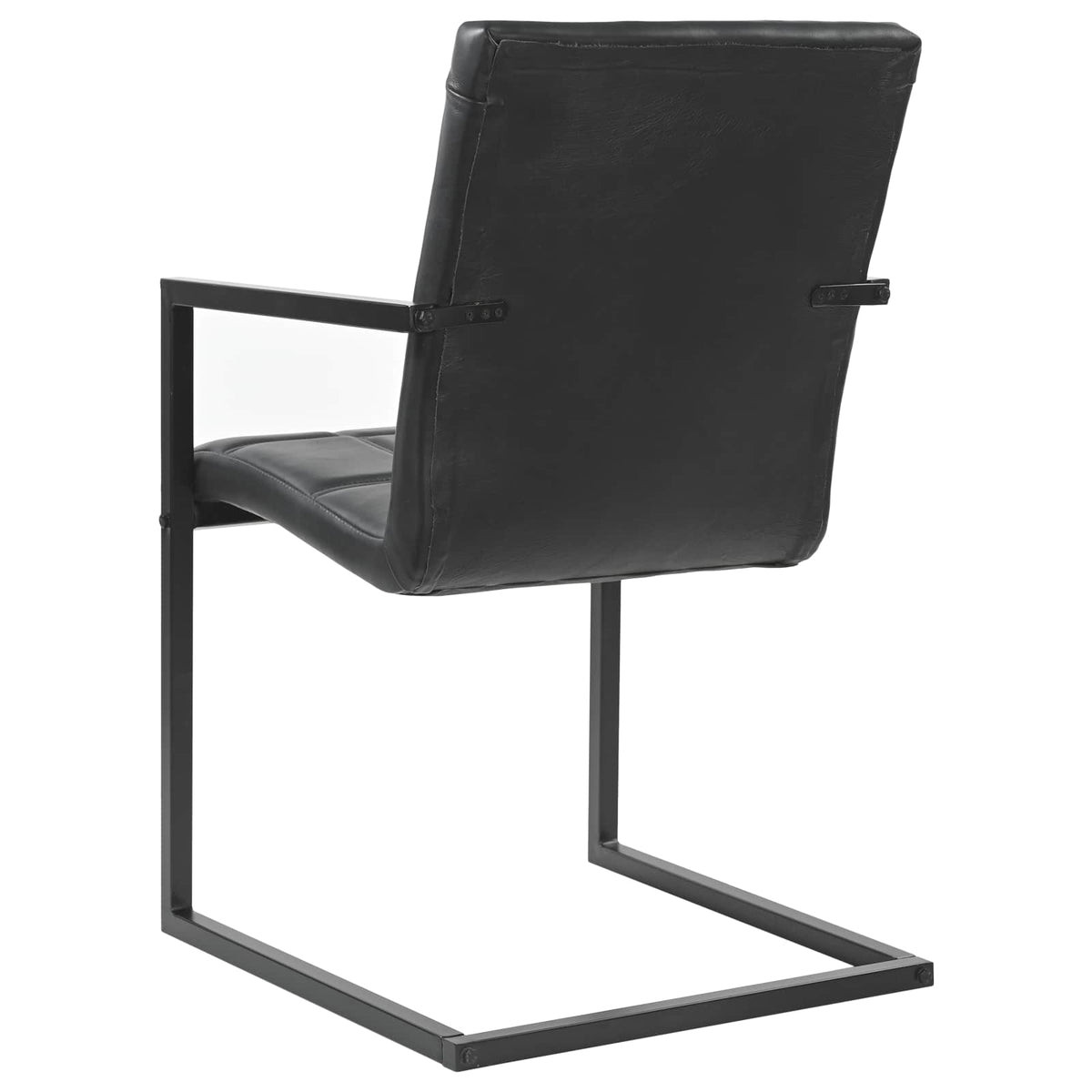 Chaises à manger cantilever lot de 2 noir cuir véritable