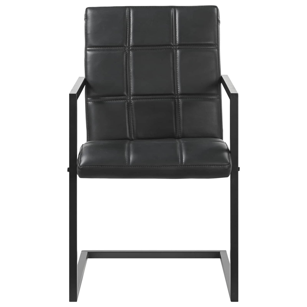 Chaises à manger cantilever lot de 2 noir cuir véritable