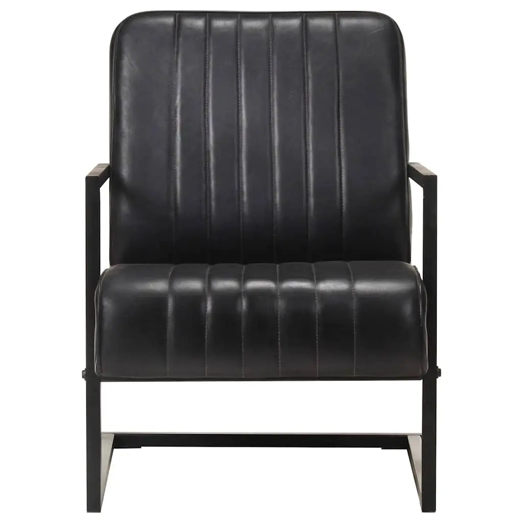 Chaise de canapé cantilever noir cuir véritable - XIOS