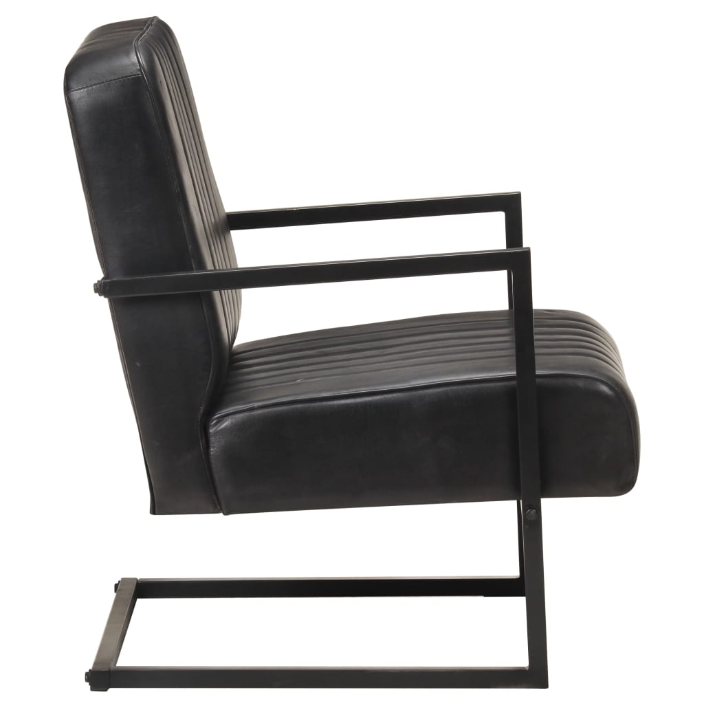 Chaise de canapé cantilever noir cuir véritable - XIOS