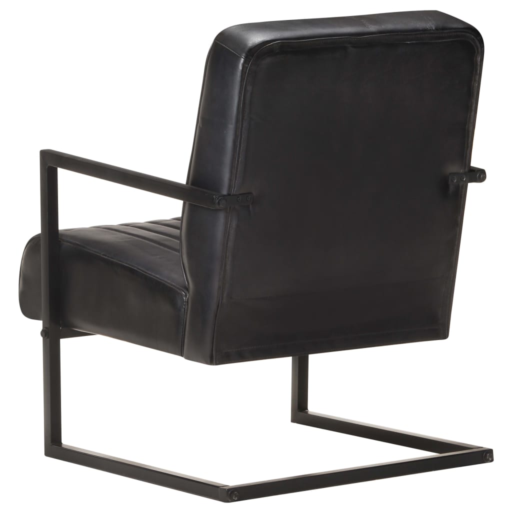 Chaise de canapé cantilever noir cuir véritable - XIOS