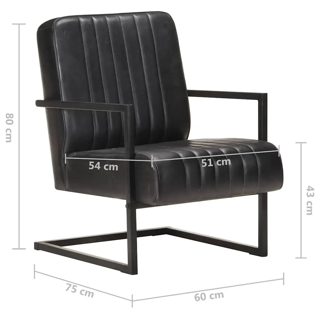 Chaise de canapé cantilever noir cuir véritable - XIOS