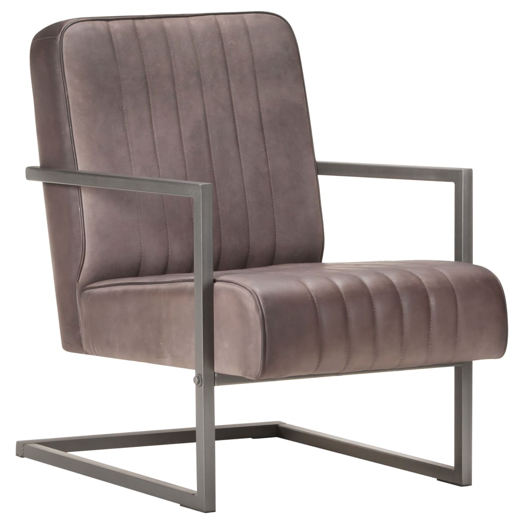 Chaise de canapé cantilever marron délavé cuir véritable - XIOS