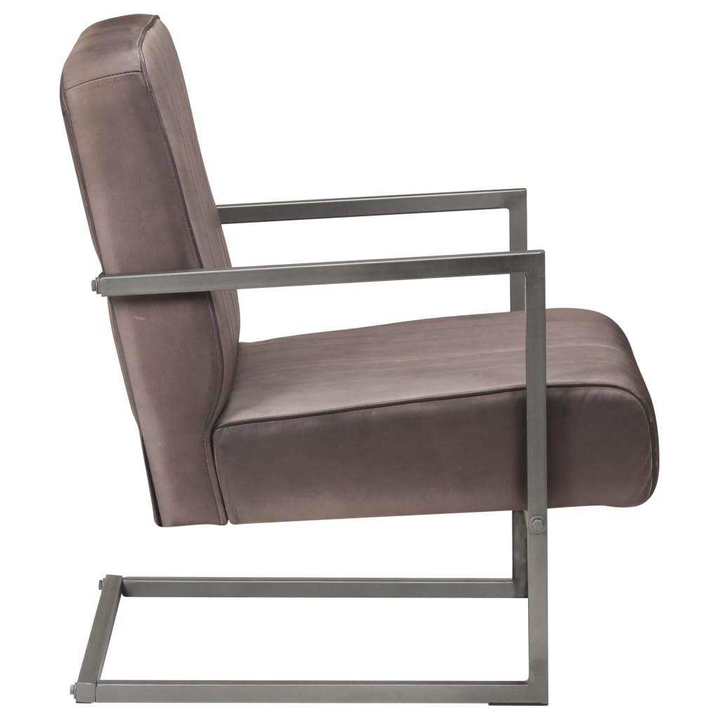 Chaise de canapé cantilever marron délavé cuir véritable - XIOS
