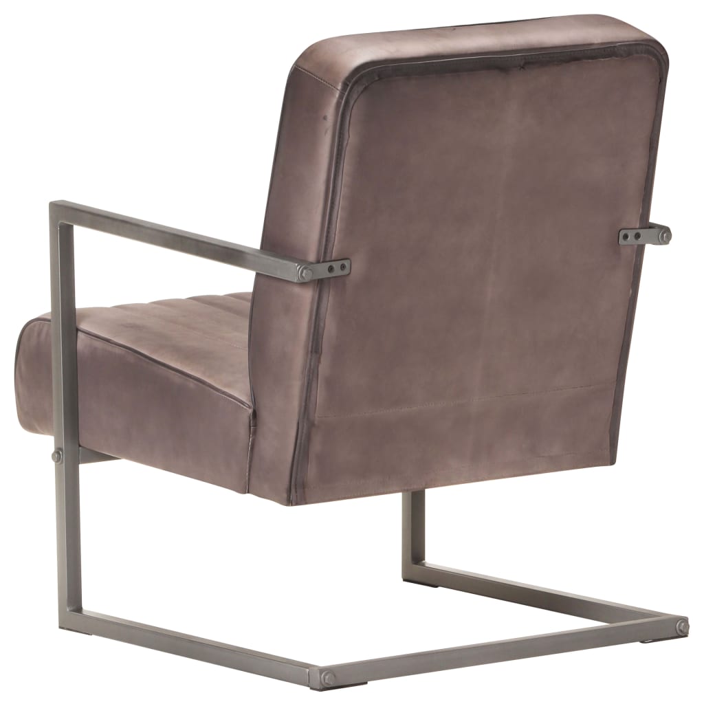 Chaise de canapé cantilever marron délavé cuir véritable - XIOS