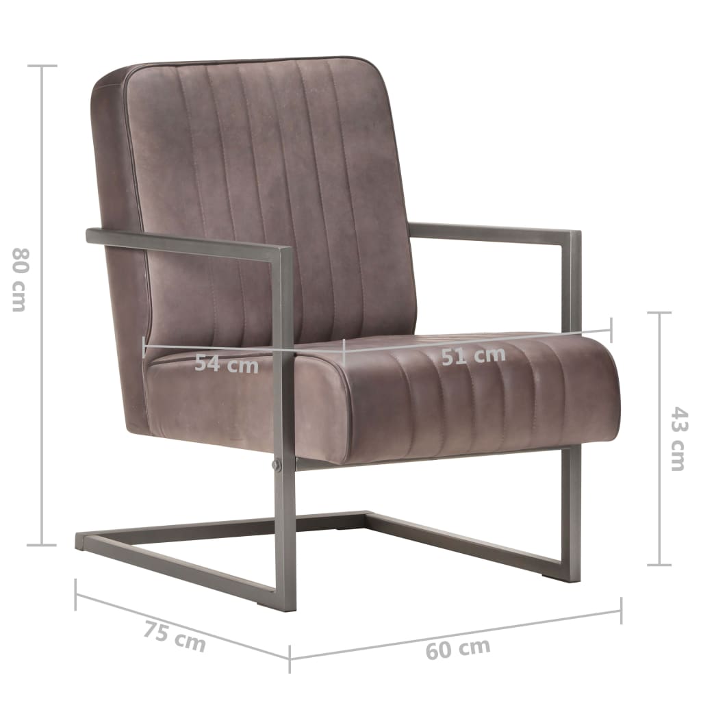 Chaise de canapé cantilever marron délavé cuir véritable - XIOS