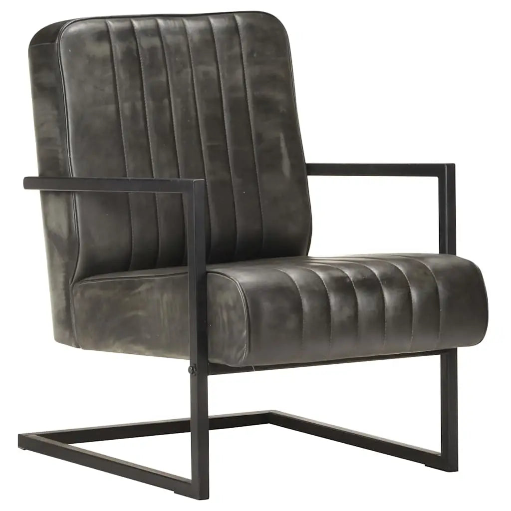 Chaise de canapé cantilever gris délavé cuir véritable - XIOS