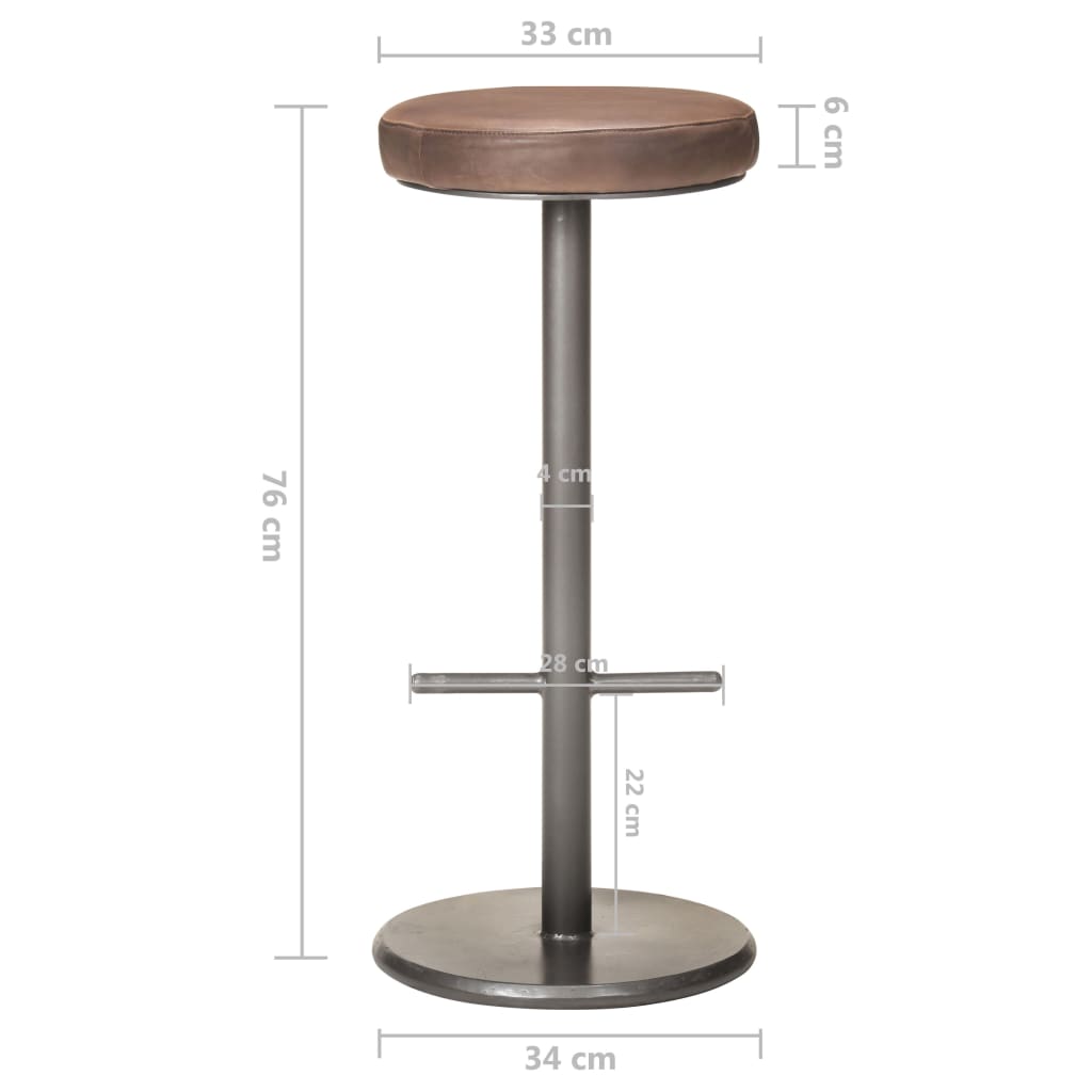 Tabourets de bar lot de 2 marron cuir véritable - XIOS
