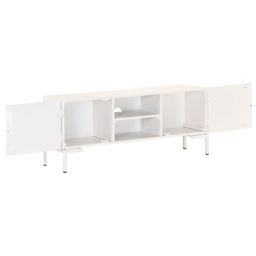 Meuble TV Blanc 115x30x46 cm Bois massif de manguier Meubles TV vidaXL   