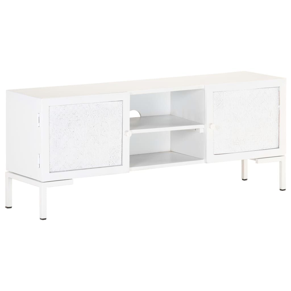 Meuble TV Blanc 115x30x46 cm Bois massif de manguier Meubles TV vidaXL   