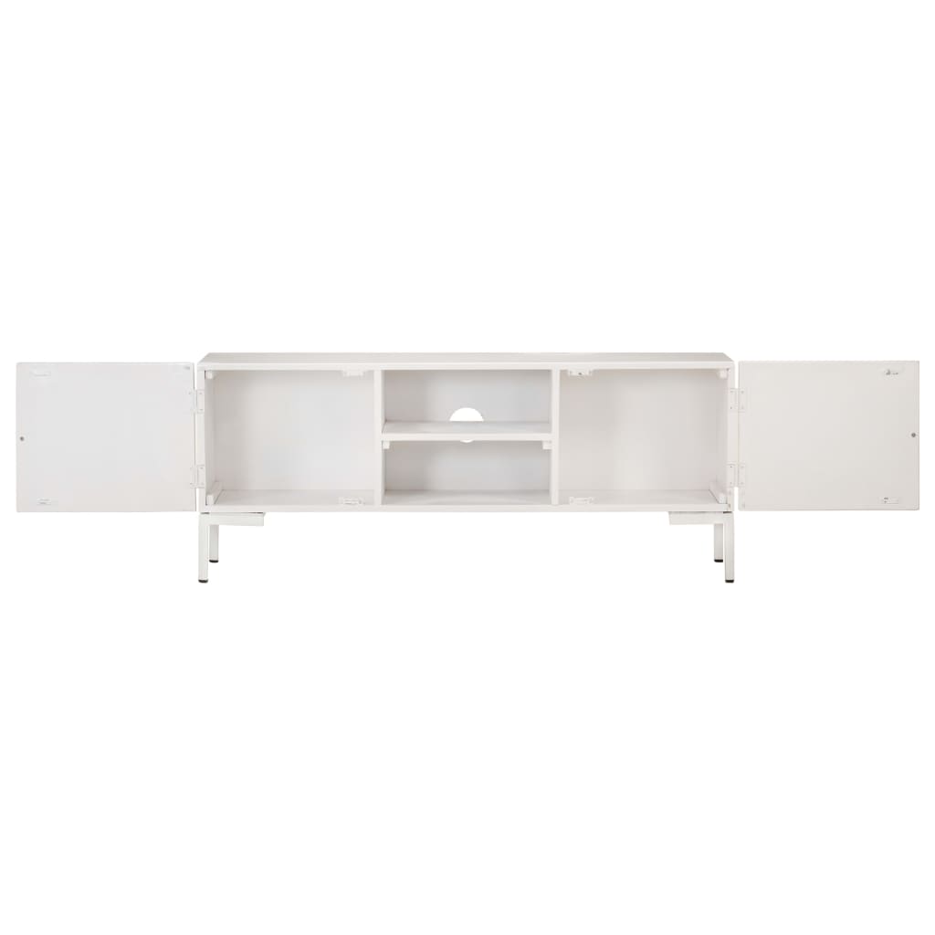 Meuble TV Blanc 115x30x46 cm Bois massif de manguier Meubles TV vidaXL   