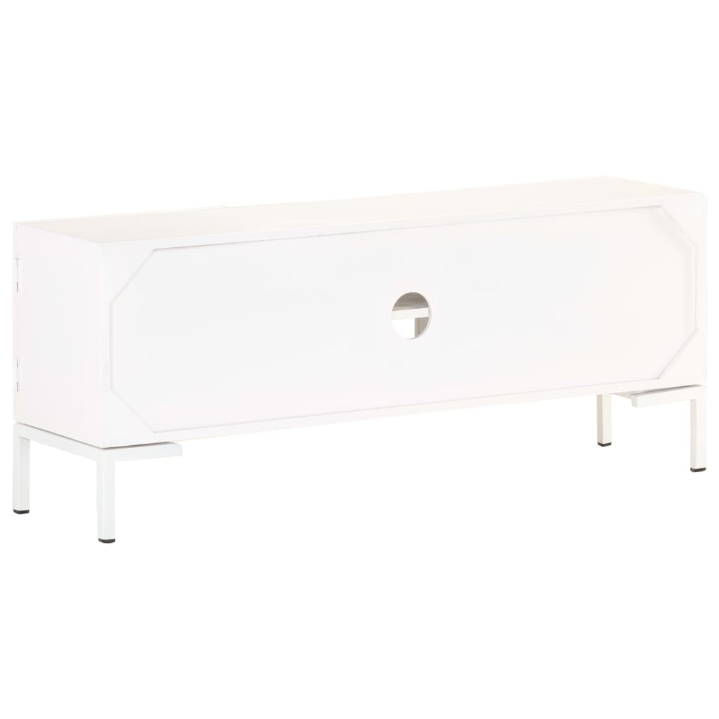 Meuble TV Blanc 115x30x46 cm Bois massif de manguier Meubles TV vidaXL   