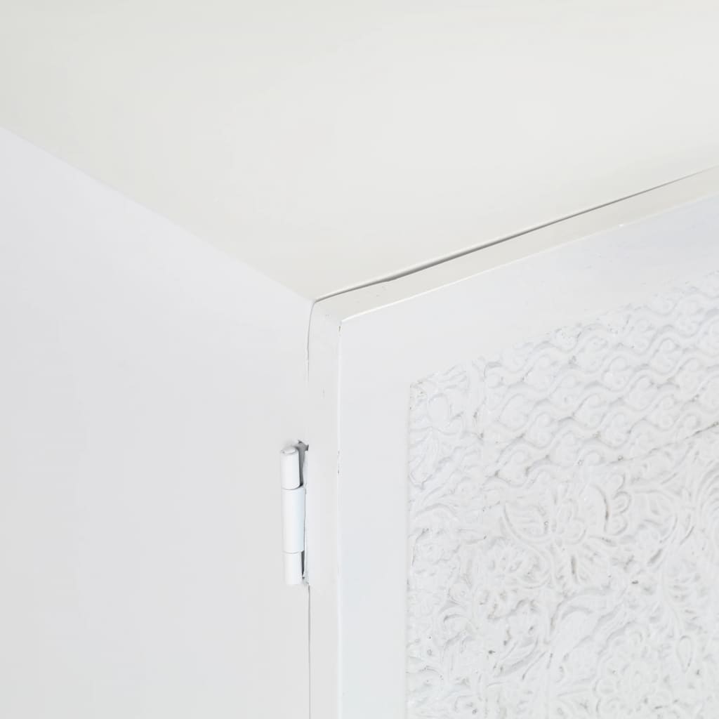 Meuble TV Blanc 115x30x46 cm Bois massif de manguier Meubles TV vidaXL   