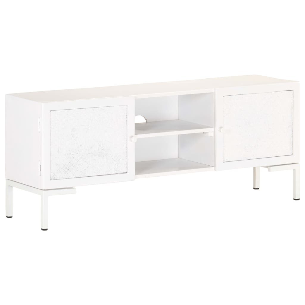 Meuble TV Blanc 115x30x46 cm Bois massif de manguier Meubles TV vidaXL   