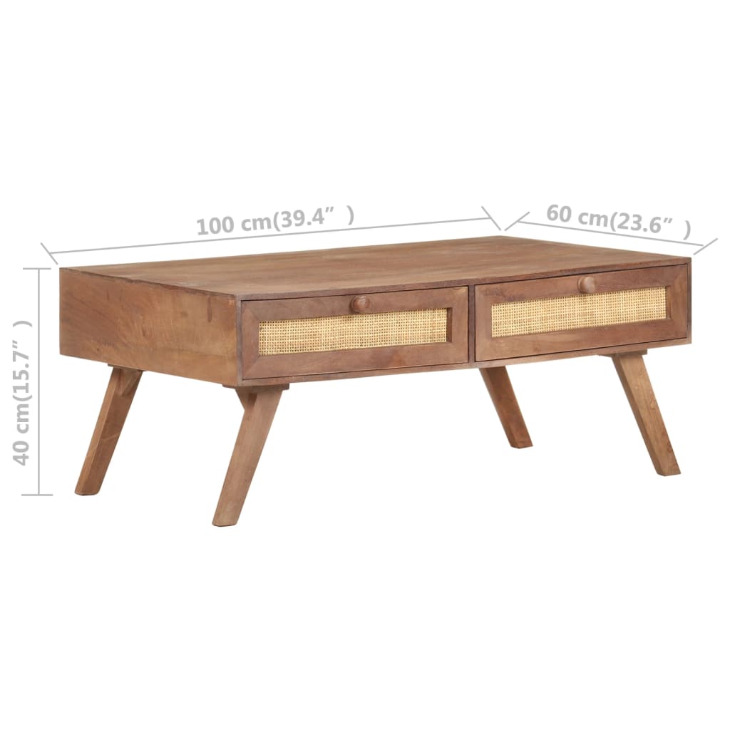 Table basse 100x60x40 cm Bois de manguier massif - XIOS