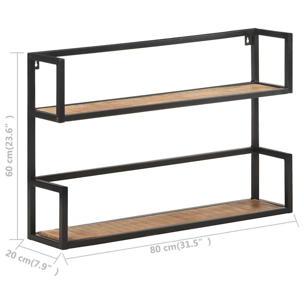 Étagère murale 80x20x60 cm Bois de manguier brut - XIOS