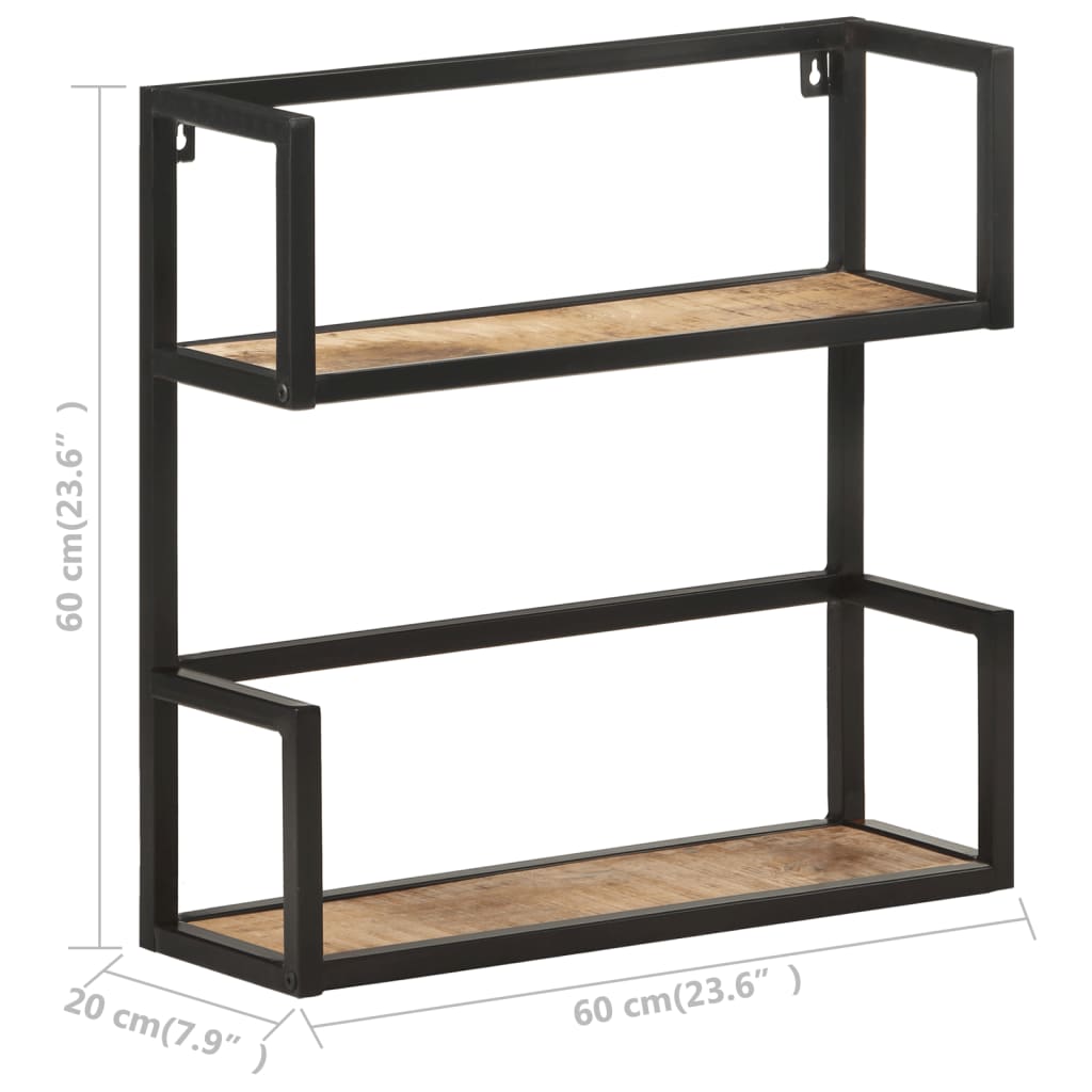Étagère murale 60x20x60 cm Bois de manguier brut