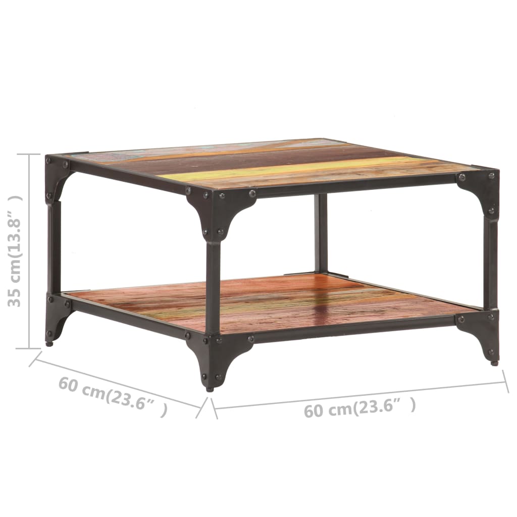 Table basse 60x60x35 cm Bois de récupération massif - XIOS