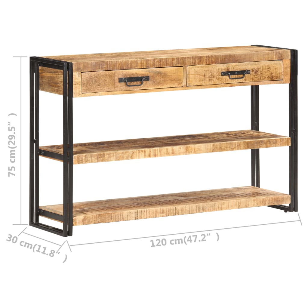 Buffet 120x30x75 cm Bois de manguier massif brut - XIOS