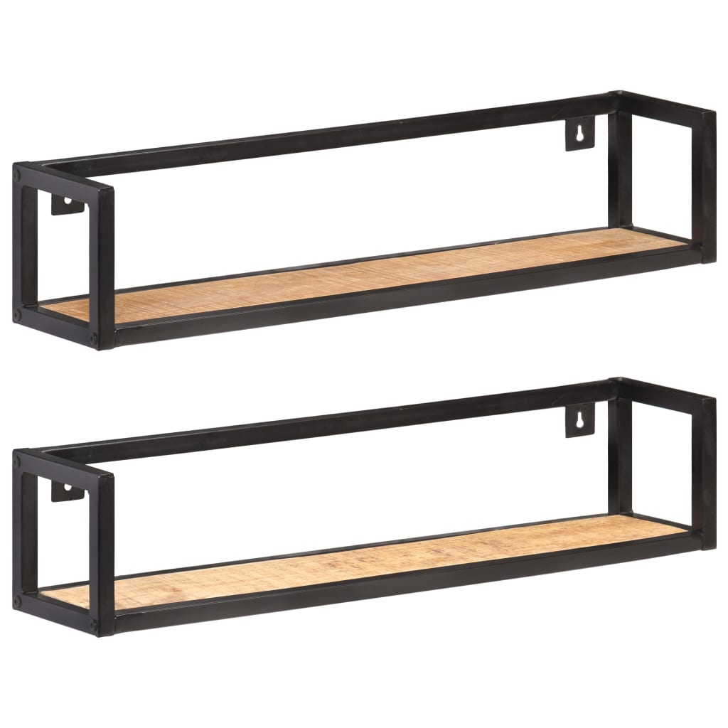 Étagères murales 2 pcs 80 cm Bois de manguier brut
