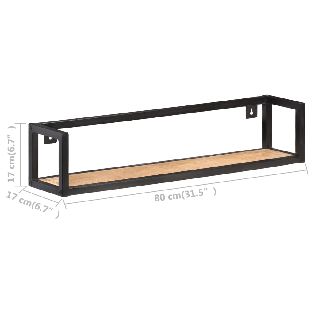 Étagères murales 2 pcs 80 cm Bois de manguier brut