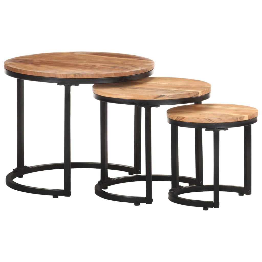 Tables d'appoint 3 pcs Bois d'acacia solide - XIOS