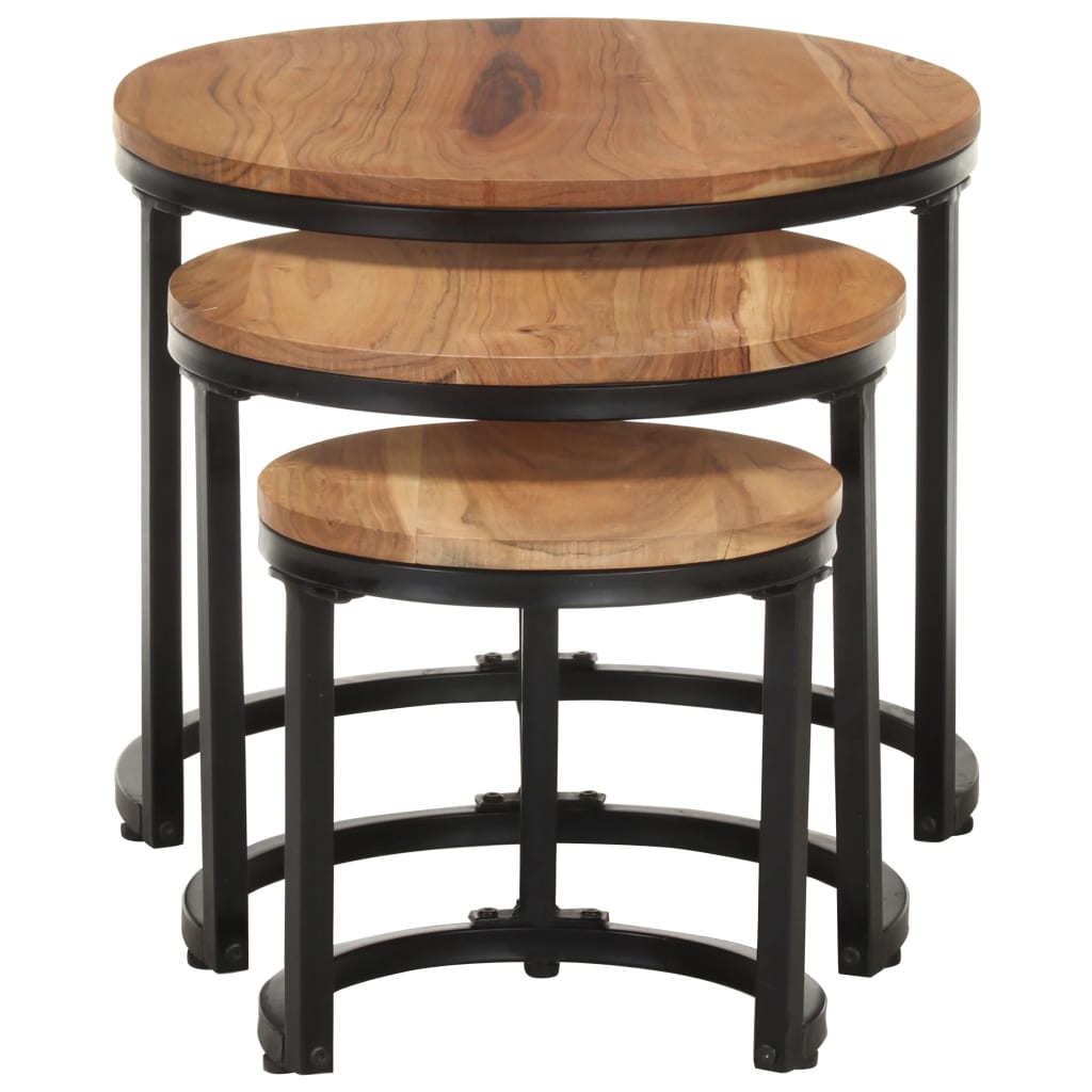 Tables d'appoint 3 pcs Bois d'acacia solide - XIOS