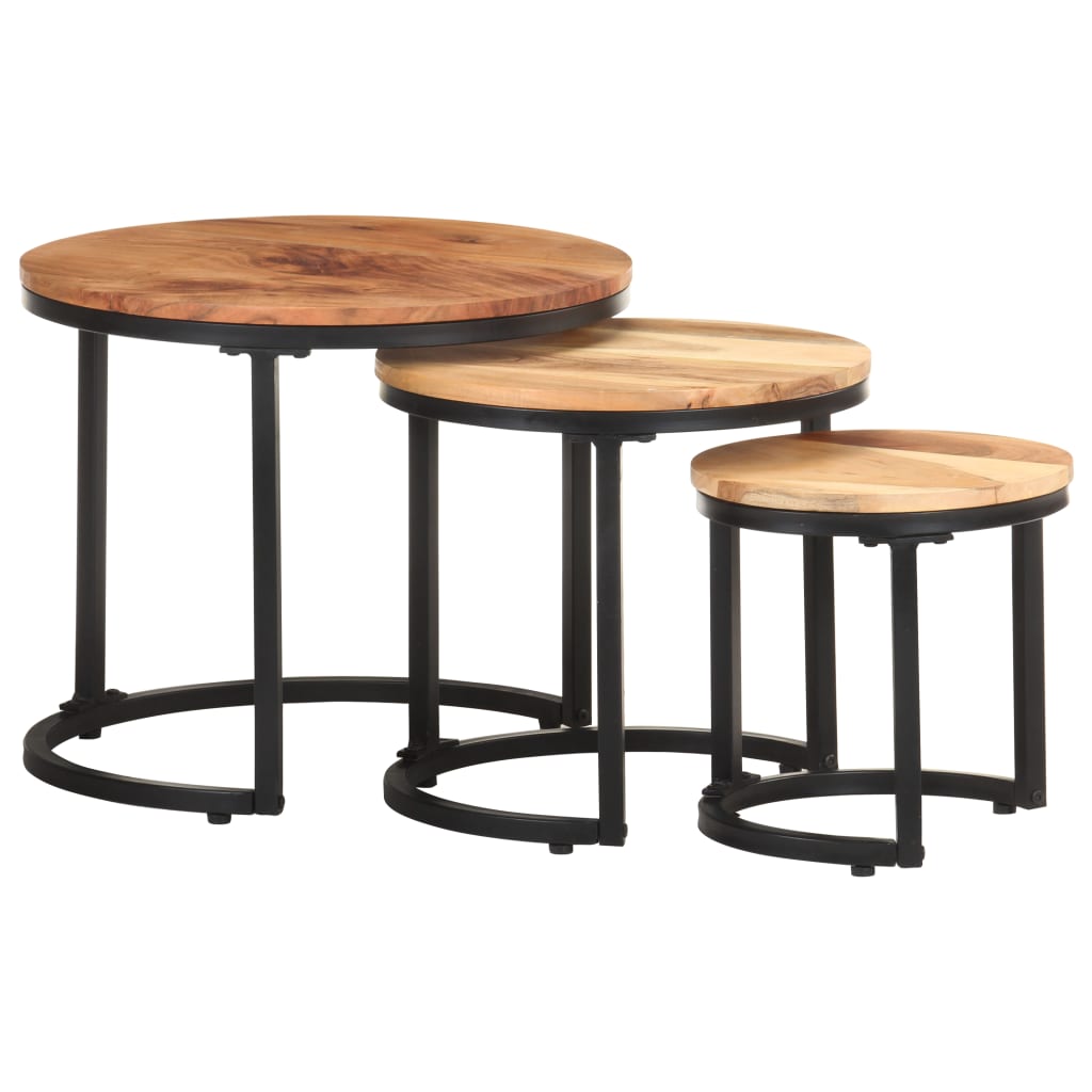 Tables d'appoint 3 pcs Bois d'acacia solide - XIOS
