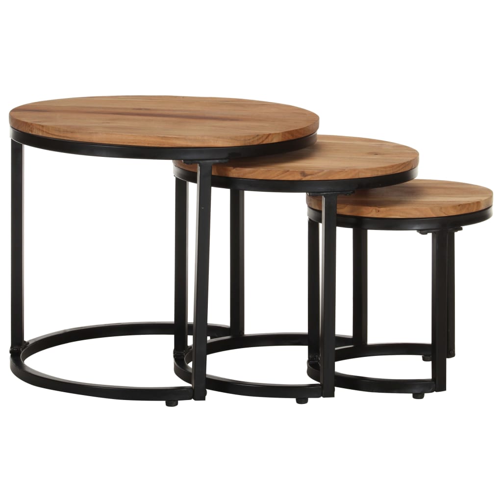 Tables d'appoint 3 pcs Bois d'acacia solide - XIOS