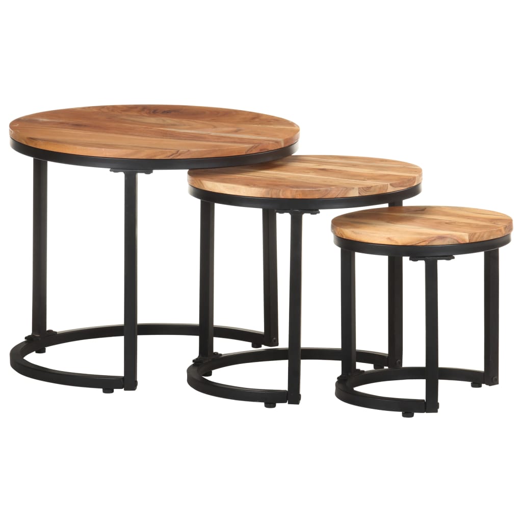Tables d'appoint 3 pcs Bois d'acacia solide - XIOS
