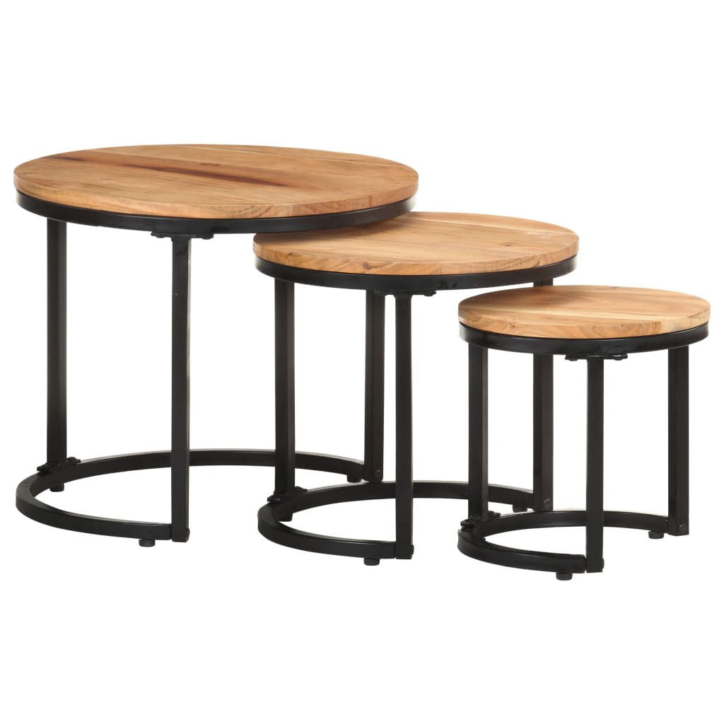 Tables d'appoint 3 pcs Bois d'acacia solide - XIOS
