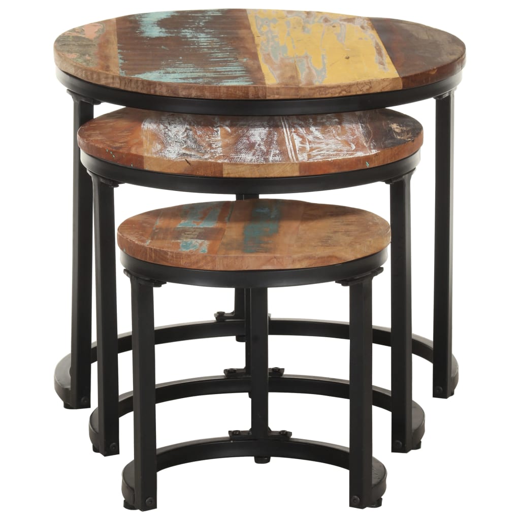 Tables d'appoint 3 pcs Bois de récupération massif - XIOS