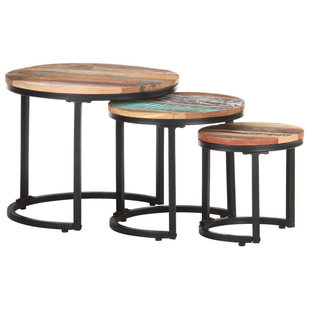 Tables d'appoint 3 pcs Bois de récupération massif - XIOS