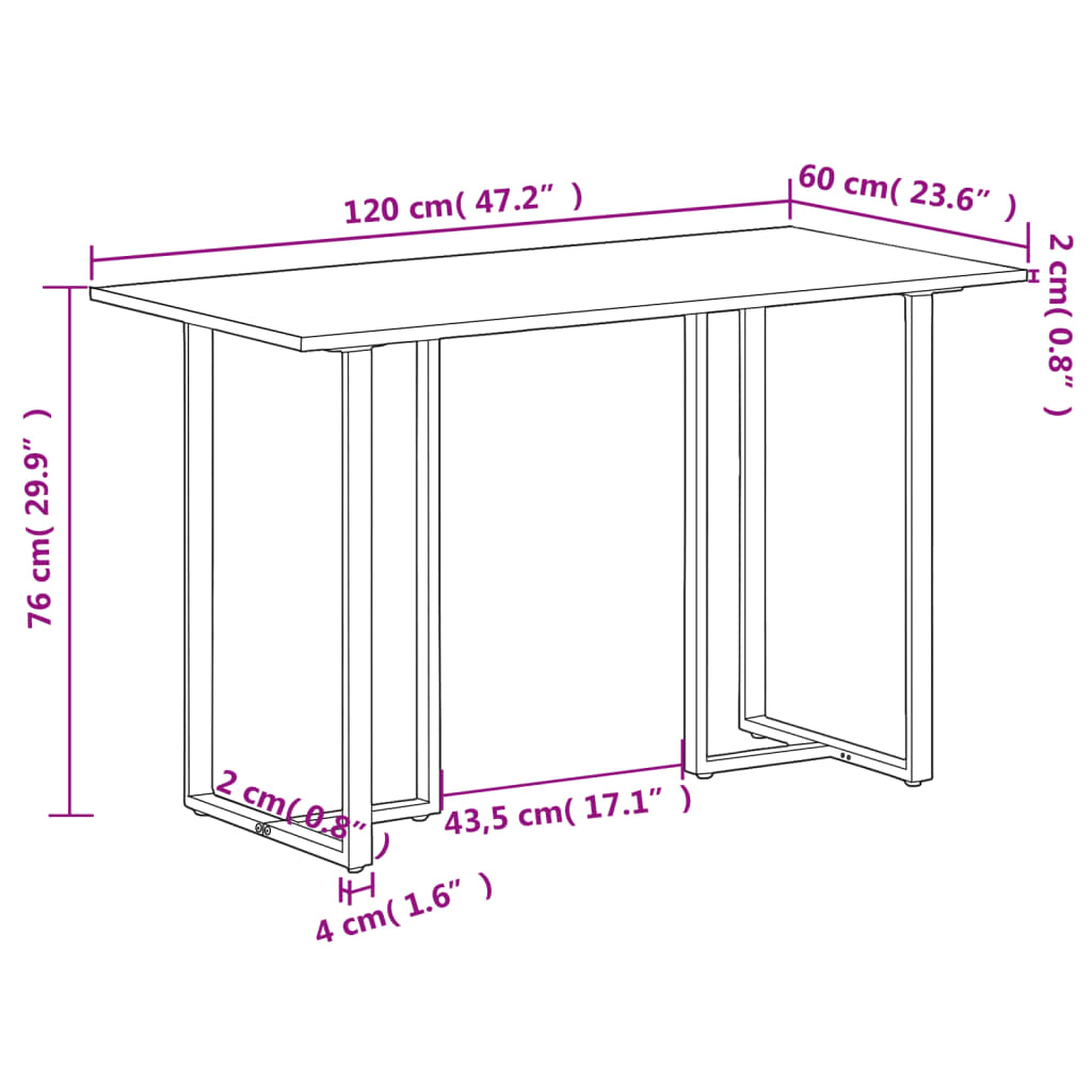 Table à manger 120 cm Bois de manguier brut - XIOS