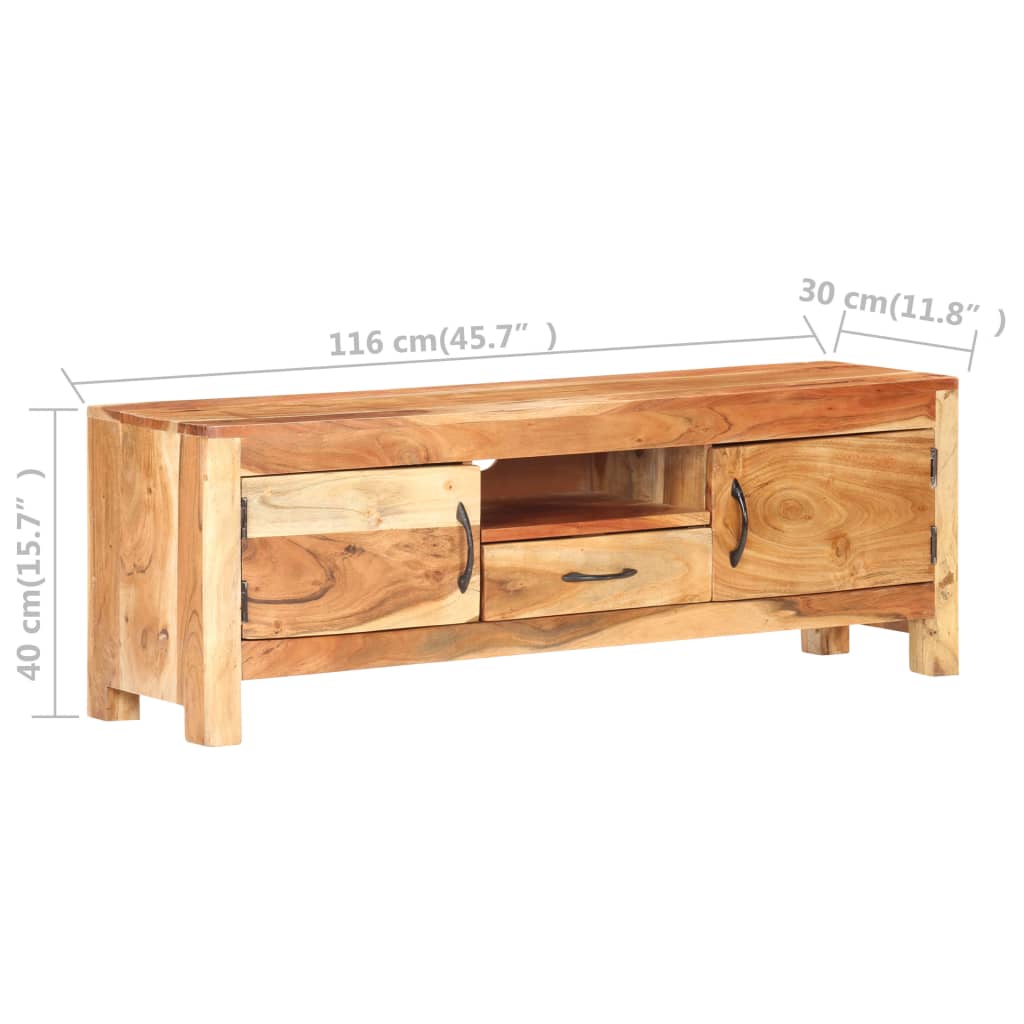 Meuble TV 116x30x40 cm Bois d'acacia massif - XIOS