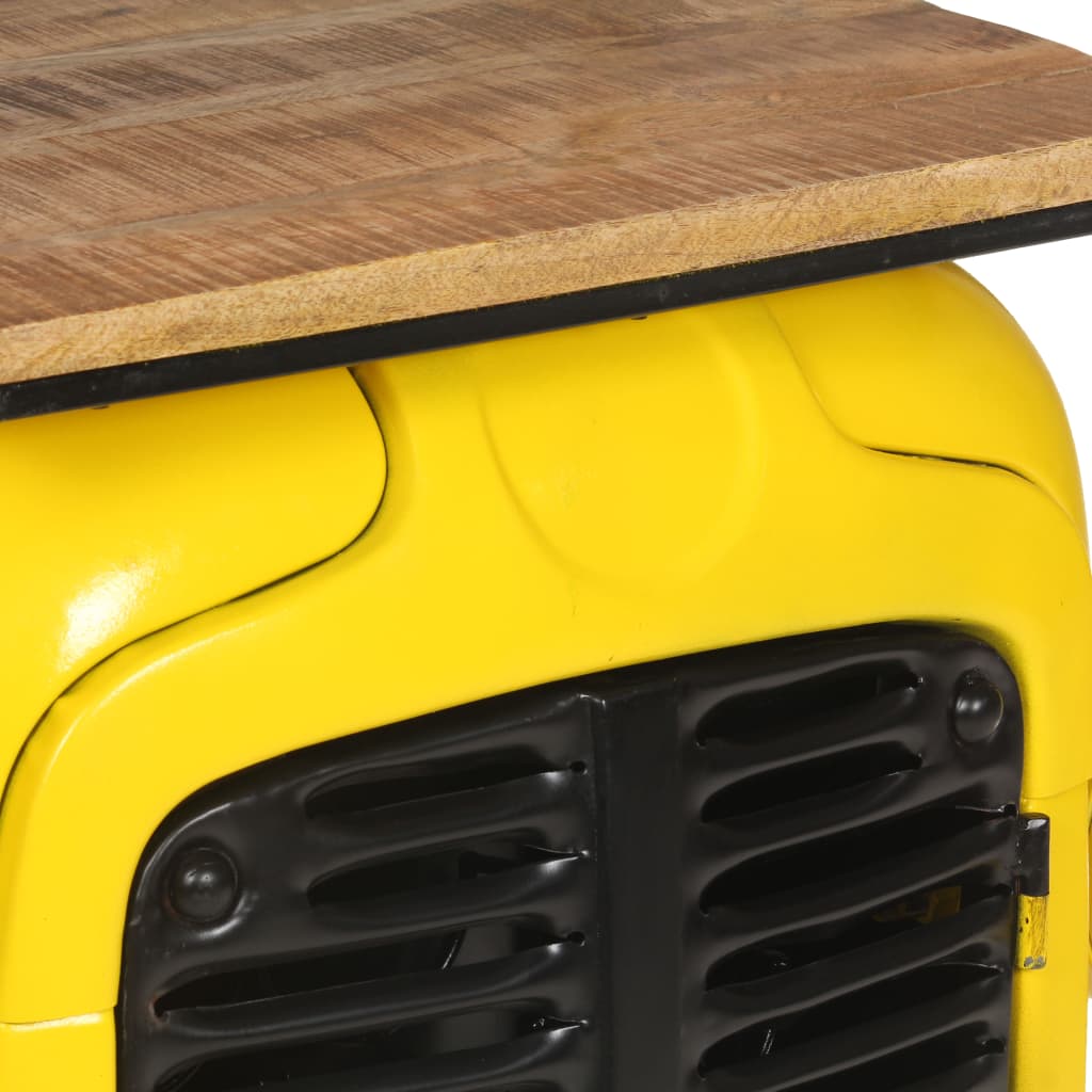 Cave à vin tracteur Jaune 49x31x172 cm Bois de manguier solide - XIOS