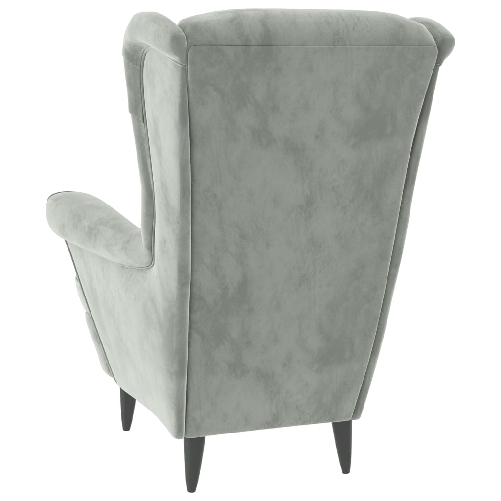Fauteuil gris clair velours - XIOS