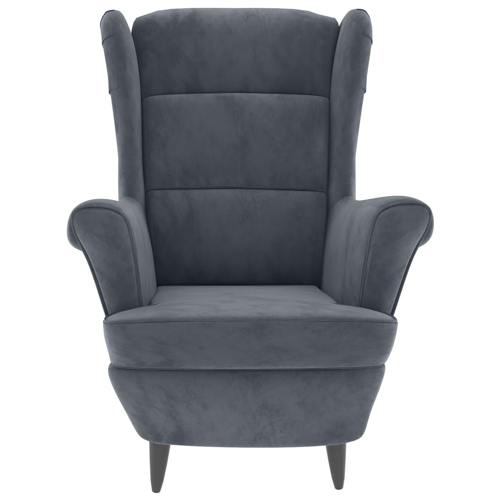 Fauteuil gris foncé velours - XIOS